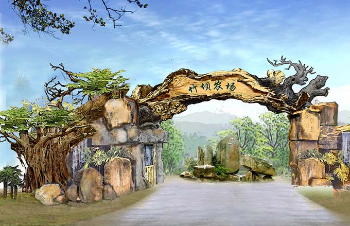 山東煙臺(tái)仿真樹大門制作 假樹大門所賦予的精神藝術(shù)