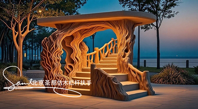 jimeng-2025-06-25-1379-正在施工制作的旅游區(qū)樓梯室外安全圍欄設(shè)計(jì)制作過(guò)程，美工正在施工制作，先用鋼筋焊接....jpeg
