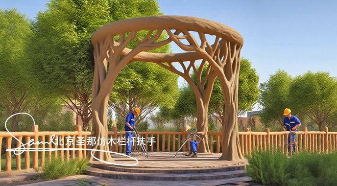 jimeng-2025-06-25-1655-正在施工制作的旅游區(qū)樓梯室外安全圍欄設(shè)計(jì)制作過(guò)程，美工正在施工制作，先用鋼筋焊接....jpeg