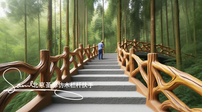 jimeng-2025-06-25-5085-正在施工制作的旅游區(qū)樓梯室外安全圍欄設計制作過程，美工正在施工制作，先用鋼筋焊接....jpeg