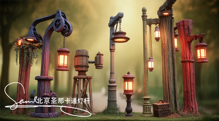 水泥仿木燈桿
